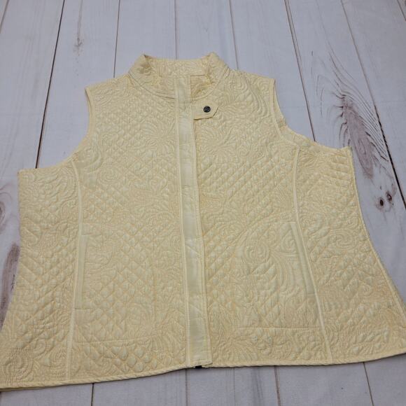 Kiko 100% silk butter yellow vest full zip quilted lagenlook - Picture 1 of 6